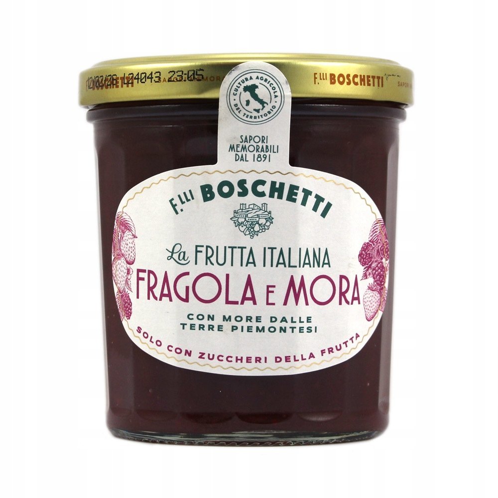 BOSCHETTI dzem La FRUTTA ITALIANA FRAGOLA E MORA - TRUSKAWKI I JEŻYNY 320g