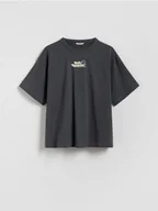 Koszulki dla dziewczynek - Reserved - T-shirt SmileyWorld® - ciemnoszary - miniaturka - grafika 1