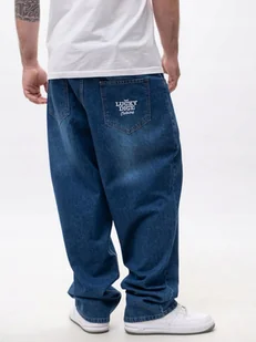 SZEROKIE Spodnie Jeansowe BAGGY Męskie Ciemne Niebieskie HAFTY Lucky XL - Spodnie męskie SZEROKIE Spodnie Jeansowe BAGGY Męskie Ciemne Niebieskie HAFTY Lucky XL - Spodnie męskie - miniaturka - grafika 1