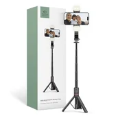 Selfie stick - TECH-PROTECT L05S WIRELESS SELFIE STICK TRIPOD & LED LIGHT BLACK - miniaturka - grafika 1