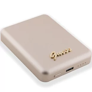 Guess Powerbank indukcyjny 15W GUPBM5ALGSGD 5000mAh złoty/gold MagSafe Metal Script Logo - Powerbanki - miniaturka - grafika 4