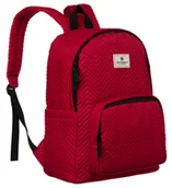 Plecaki - Plecak damski Peterson pikowany w jodełkę miejski plecak A4 na suwak, czerwony - miniaturka - grafika 1
