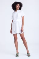 Bluzki damskie - Biała koszulowa tunika - Greenpoint - miniaturka - grafika 1