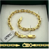 Bransolety męskie - BRANSOLETKA ZŁOTA MĘSKA 925/585 SREBRO ANKIER 24cm/4,5mm GRUBA + GRAWER - miniaturka - grafika 1