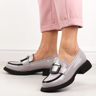 Szare skórzane mokasyny damskie Vinceza 63503 - Mokasyny damskie - miniaturka - grafika 1