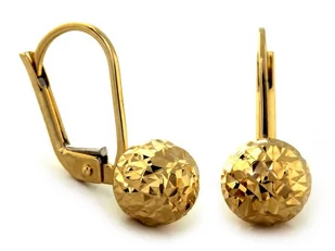 Złote kolczyki 585 diamentowane KULECZKI 14kt kulki - Kolczyki - miniaturka - grafika 1