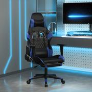 Fotele gamingowe - Lumarko Masujący fotel gamingowy z podnóżkiem, czarno-niebieski - miniaturka - grafika 1