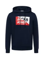 Swetry męskie - Jack & Jones Męski sweter z kapturem - JJNolan Mężczyźni niebieski jednolity, S - miniaturka - grafika 1