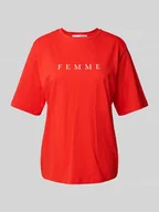 Koszulki i topy damskie - T-shirt o kroju oversized z nadrukiem z logo model ‘VILJA’ - miniaturka - grafika 1