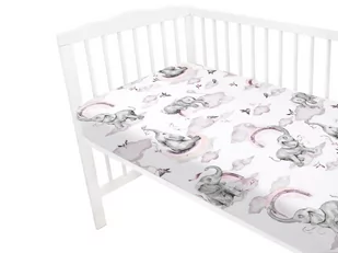 Prześcieradło 120X60 cm Słonie Na Tęczy Róż - Prześcieradła dla dzieci - miniaturka - grafika 1