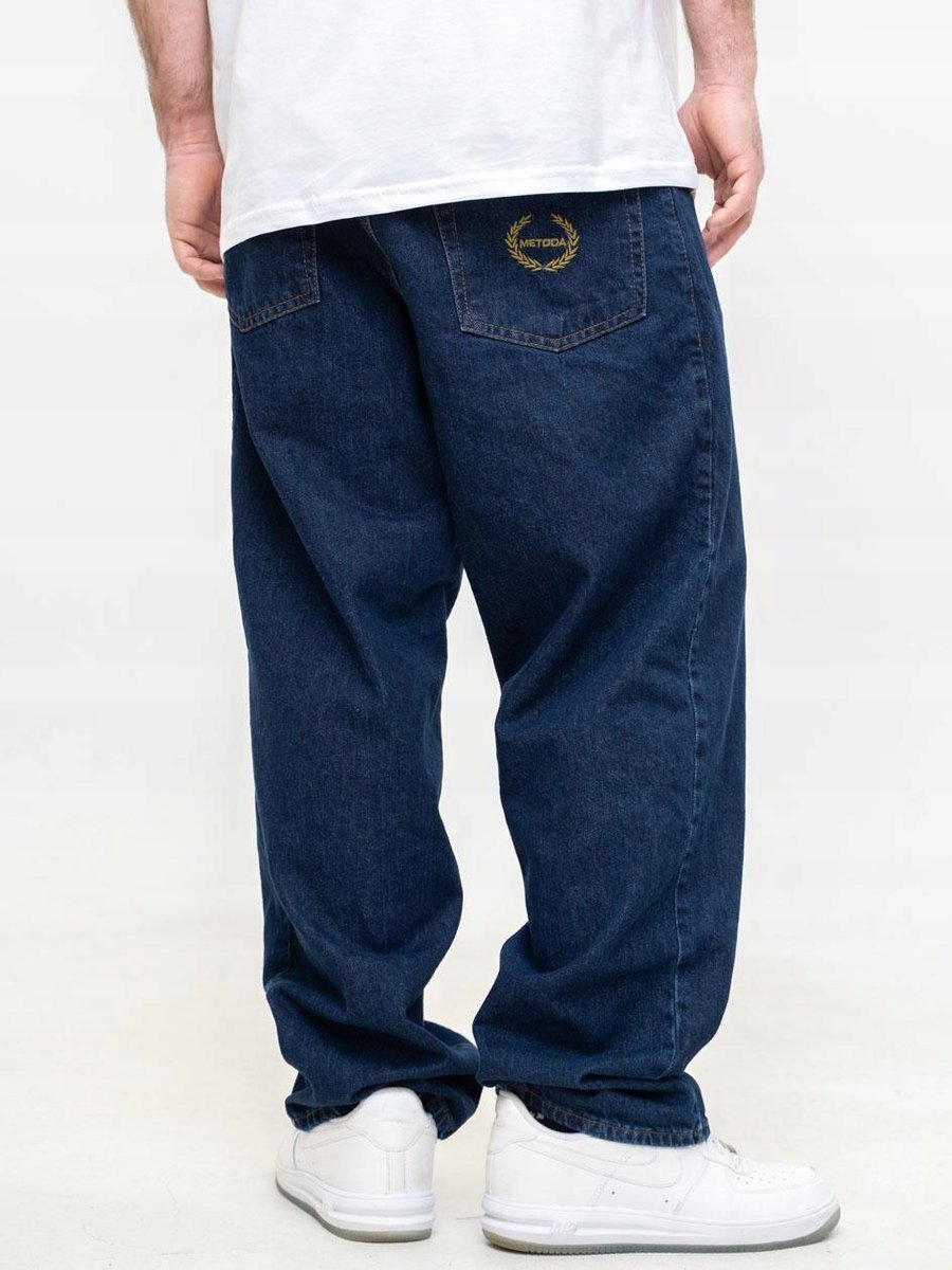 SZEROKIE SPODNIE JEANSOWE BAGGY MĘSKIE Niebieskie Metoda Sport Laur L