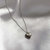 Naszyjniki - Naszyjnik srebrny celebrytka serduszko ze stali chirurgicznej - miniaturka - grafika 1