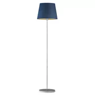 Lampy stojące - Metalowa lampa podłogowa z welurowym abażurem VASTO VELUR E27, granatowy ze złotym wnętrzem - miniaturka - grafika 1