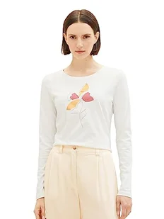 TOM TAILOR Damska koszulka z długim rękawem z nadrukiem, 10315-Whisper White, 3XL - Koszulki i topy damskie - miniaturka - grafika 1