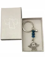 Breloki - zestaw komunijny NIEBIESKI BRELOK ANIOŁ PUDEŁKO KRYSZTAŁ prezent dla gości - miniaturka - grafika 1