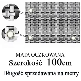 Mata,osłona balkonowa OCZKOWANA z technorattanu, kolor biało-czarny, szerokość 1,00 m - Parawany - miniaturka - grafika 1