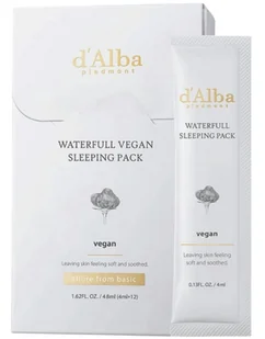 D'Alba Waterfull Vegan Nawilżająca Maska do Twarzy na Noc, 4szt. - Maseczki do twarzy - miniaturka - grafika 1