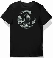 Koszulki męskie - Koszulka męska czarna z motywem bohatera i srebrnej tarczy S - miniaturka - grafika 1