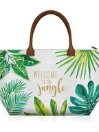 Torebki damskie - ppd Shopper bag "Jungle" w kolorze zielono-białym - 55 x 38 x 16 cm - miniaturka - grafika 1