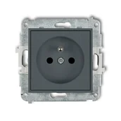 Gniazdka elektryczne - Karlik Gniazdo pojedyncze z uziemieniem grafit 28MGP-1zp - miniaturka - grafika 1