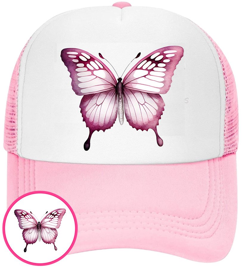 CZAPKA Z DASZKIEM MOTYLE MOTYL DLA DZIECI SIATKA RÓŻOWA BEJSBOLÓWKA