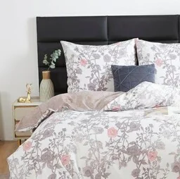 Spod Igły I Nitki Pościel satynowa 140x200 biała beżowa róże kwiaty S085 I14 - Pościel - miniaturka - grafika 1