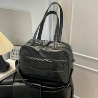 Torebki damskie - TEMU Damska Torba Crossbody o Dużej Pojemności - Eleganckie Złote Zamknięcie na Zamek Błyskawiczny, Strukturyzowana Tote z Złotymi Elementami - miniaturka - grafika 1