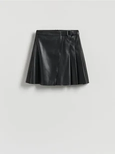 Reserved - Spódnica mini z imitacji skóry - czarny - Spódnice - miniaturka - grafika 1