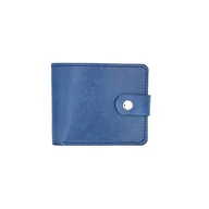 Portfele - Niebieski portfel ręcznie uszyty ze skóry na bilon i karty. - miniaturka - grafika 1