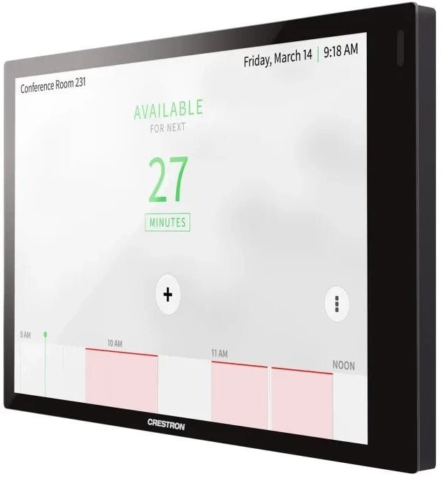 Crestron 7 in. Room Scheduling Touch Screen for Zoom Rooms® Software, Black Smooth, includes one TSW-770-LB-B-S light bar and one TSW-770/1070-MSMK-ANG-B-S multisurface mount kit