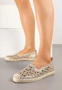 Złote Ażurowe Espadryle Vices z Plecionym Sznurkiem Arivila - Espadryle damskie - miniaturka - grafika 1