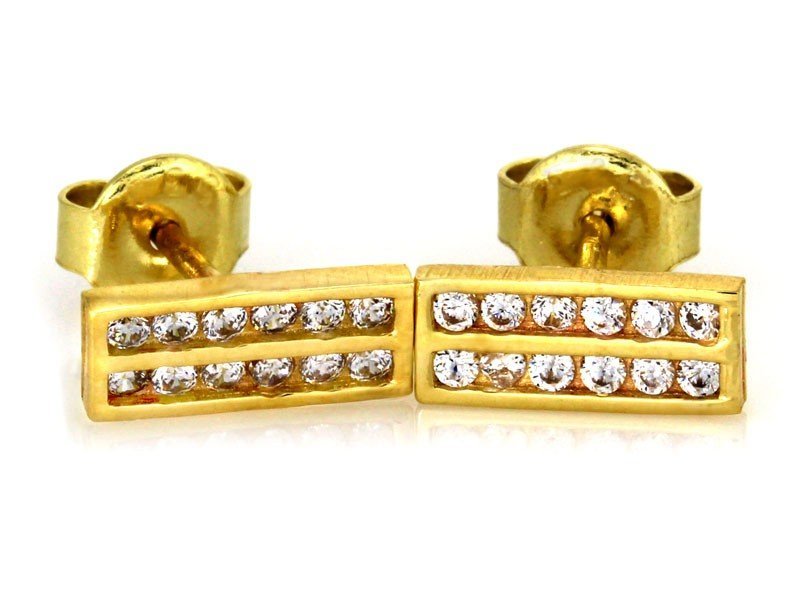 Kolczyki złote 585 sztyfty z cyrkoniami uniwersalne 1.16g