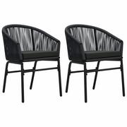 Fotele i krzesła ogrodowe - vidaXL Krzesła ogrodowe, 2 szt., czarne, rattan PVC - miniaturka - grafika 1