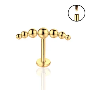 Kolczyk PIERCING labret złoty siedem kuleczek LOBE Helix TYTAN Conch 1,2/6 - Kolczyki - miniaturka - grafika 1
