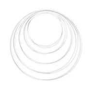 Pierścionki - Rayher 25212102 metalowe pierścienie, 10 sztuk, 5 rozmiarów, posortowane na biało, grubość ok. 3 mm, pierścienie do drutu, do techniki przewijania, łapania snów, florystyki, wieńca weselnego; Hoops - miniaturka - grafika 1