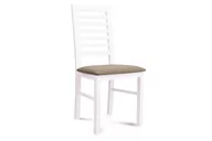 Krzesła - Drewniane białe krzesło tapicerowane brązowe siedzisko CLEMATI - miniaturka - grafika 1