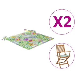 vidaXL Poduszki na krzesła ogrodowe 2 szt. wzór w liście 40x40x4 cm  314029 - Pozostałe meble ogrodowe - miniaturka - grafika 2