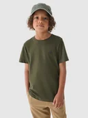 Koszulki dla chłopców - 4F T-shirt gładki chłopięcy - khaki 158 (12-13 lat) - miniaturka - grafika 1