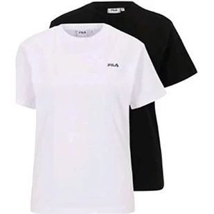 FILA Damska koszulka Bari Double Pack, Bright White-Black Beauty, XS - Koszulki i topy damskie - miniaturka - grafika 1
