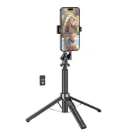 Selfie stick - HOCO uchwyt selfie z pilotem bezprzewodowym tripod K21 czarny - miniaturka - grafika 1
