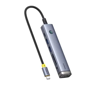 Baseus 7w1 UltraJoy USB-C do HDMI +2xUSB3.0+PD+SD/TF+3.5mm Szary - Huby USB - miniaturka - grafika 1
