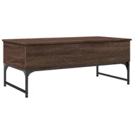 Ławy i stoliki kawowe - vidaXL Stolik kawowy brązowy dąb 100x50x40 cm materiał drewnopochodny metal - miniaturka - grafika 1