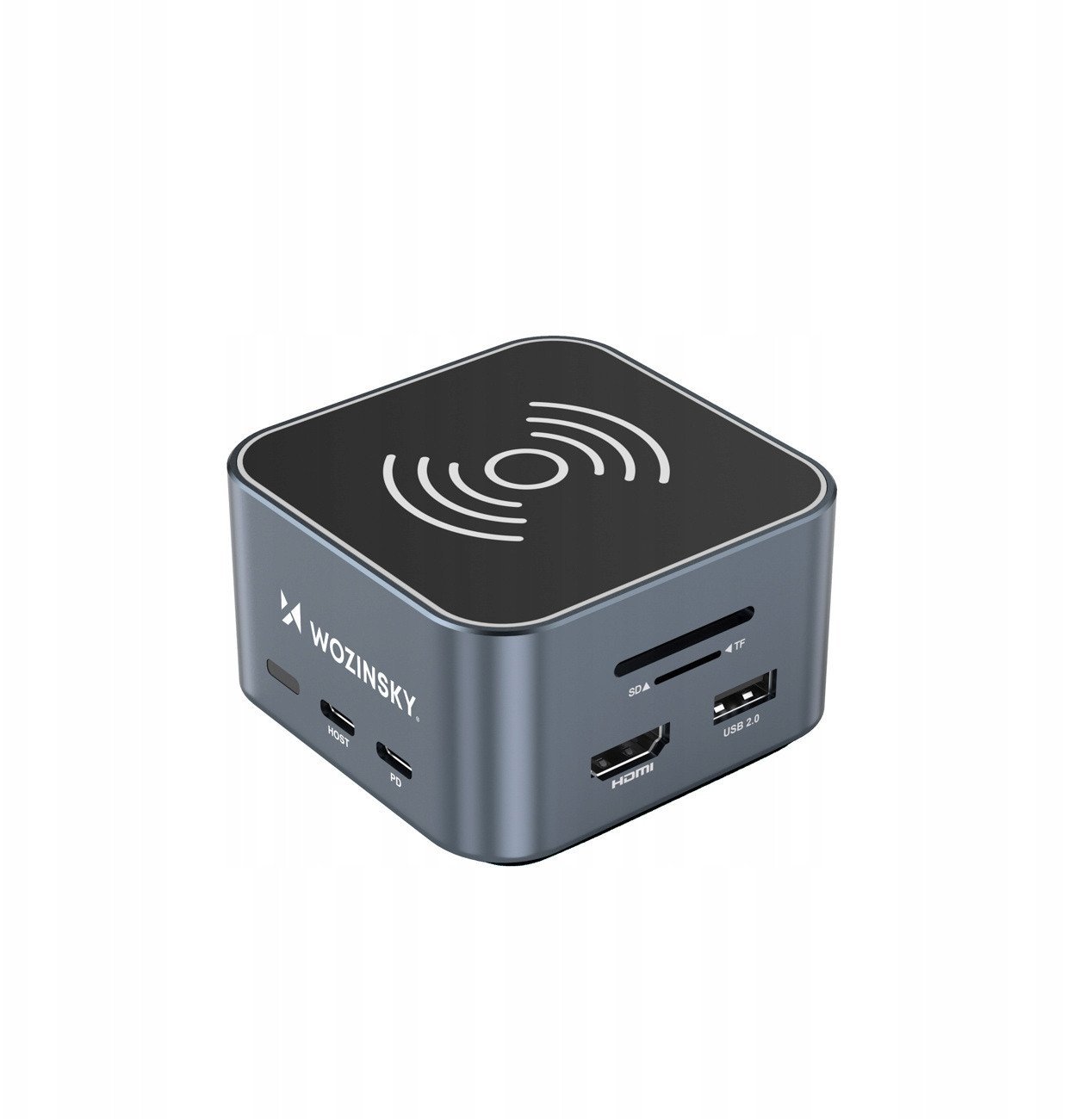 Hub USB-C 12 w 1 Wozinsky WHBC09Y8S wielofunkcyjny,z funkcją ładowania bezprzewodowego, aluminiowy, z kablem 15 cm - szary