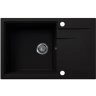 Zlewozmywaki - EOS Zlewozmywak granitowy jednokomorowy z ociekaczem DURAN czarny brokat srebrny - miniaturka - grafika 1