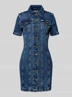 Spodenki damskie - Sukienka jeansowa z wykładanym kołnierzem - miniaturka - grafika 1