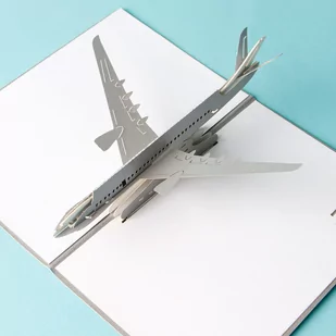 GrandGift Karnet na każdą okazję 3D, Srebny samolot osobowy - Kartki okolicznościowe i zaproszenia - miniaturka - grafika 1