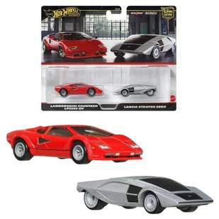 Hot Wheels Premium Dwupak Samochodzików 2-Pak Autek Samochodzików Lamborghini Countach LP5000 QV & Lancia Stratos Zero - Samochody i pojazdy dla dzieci - miniaturka - grafika 1
