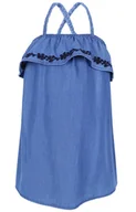 Sukienki - Jeansowa sukienka z granatowym haftem 8-9 lat 134 cm - miniaturka - grafika 1