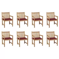 Fotele i krzesła ogrodowe - vidaXL Lumarko Krzesła ogrodowe, 8 szt., czerwone poduszki, drewno tekowe! 3073067 - miniaturka - grafika 1