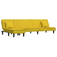 Narożniki - Sofa rozkładana L, żółta, 255x140x70 cm, aksamit - miniaturka - grafika 1